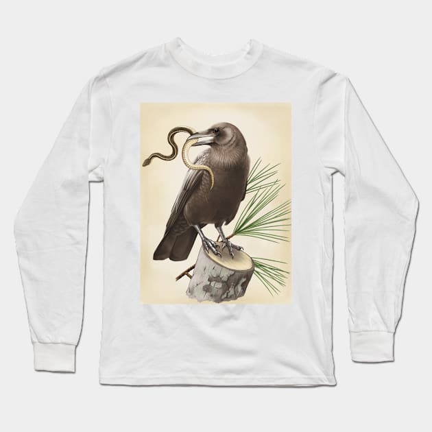 Leucistic Crow Long Sleeve T-Shirt by Alayna Paquette